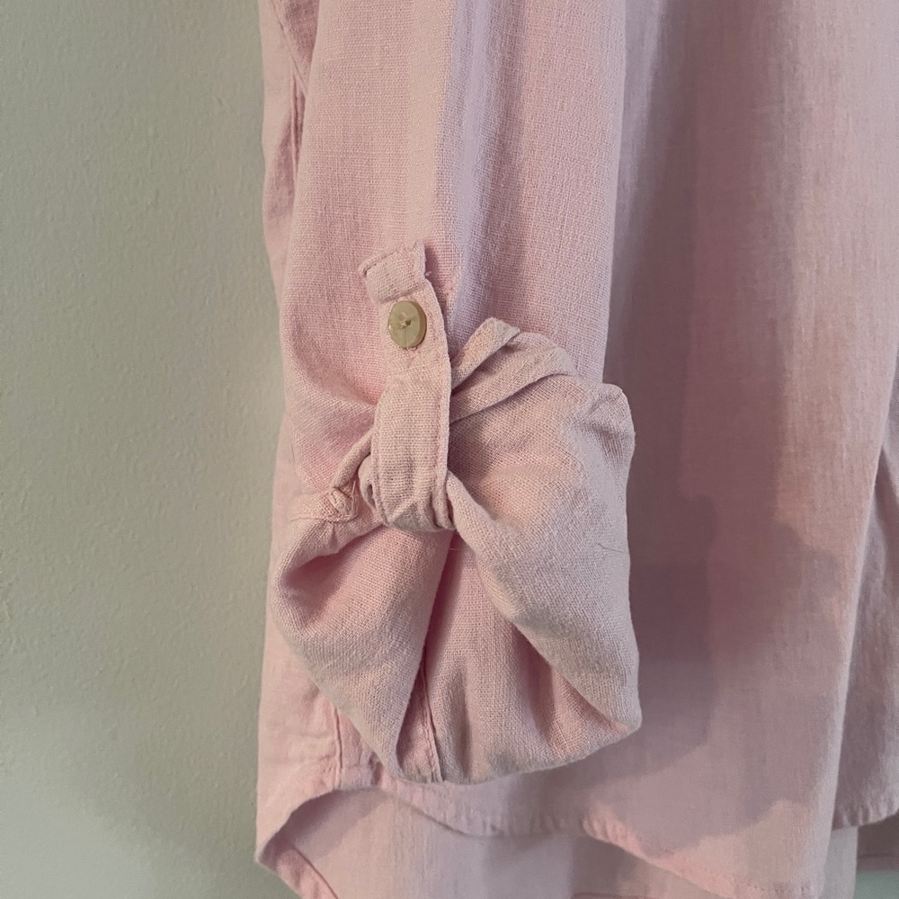 Vintage Orvis Womens Pink Linen Blend Button Down Shirt Sz XL - Picture 5 of 7